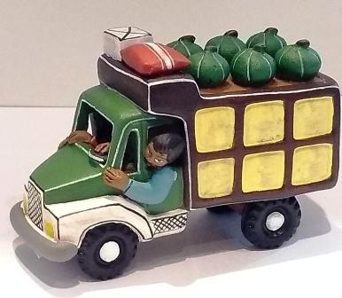 vrachtauto 10x5x8 cm, aardewerk, Peru