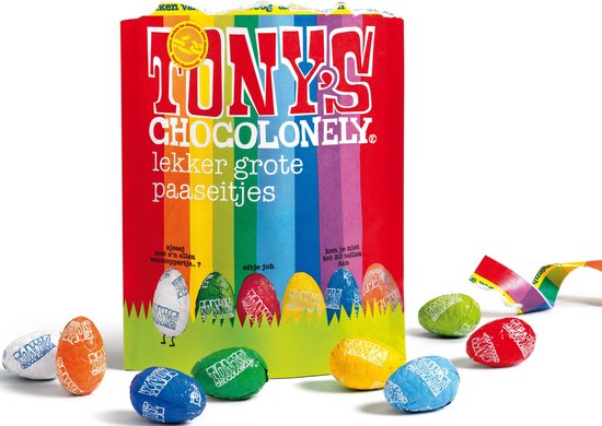 Tony, Pasen, chocolade paaseitjes Rainbow Mix Tony, Pasen, chocolade paaseitjes Rainbow Mix